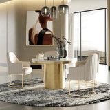 White Marble Round Dining Table | OROA Modern Rocky