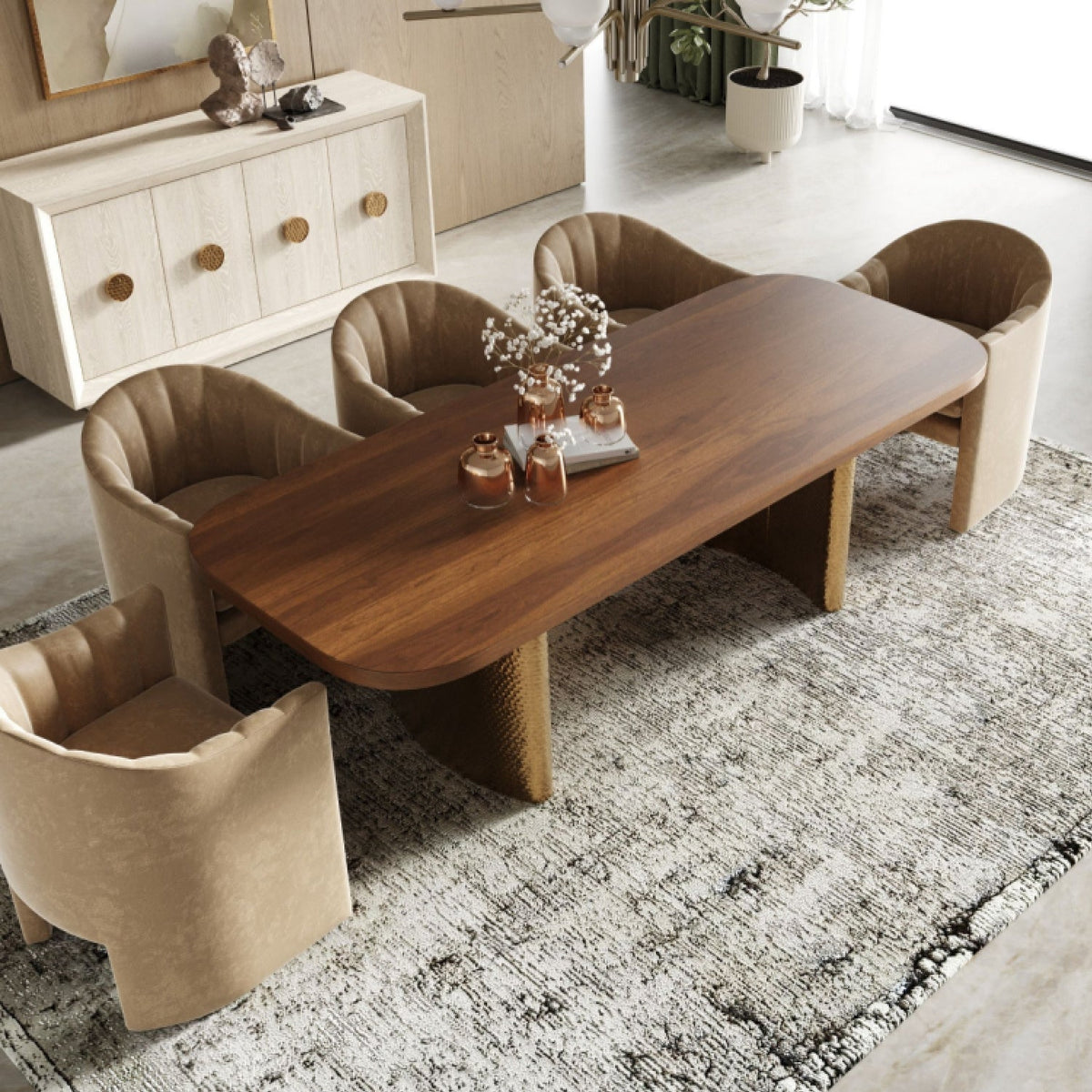 Wanut Veneer Dining Table | OROA Modern Marjorie