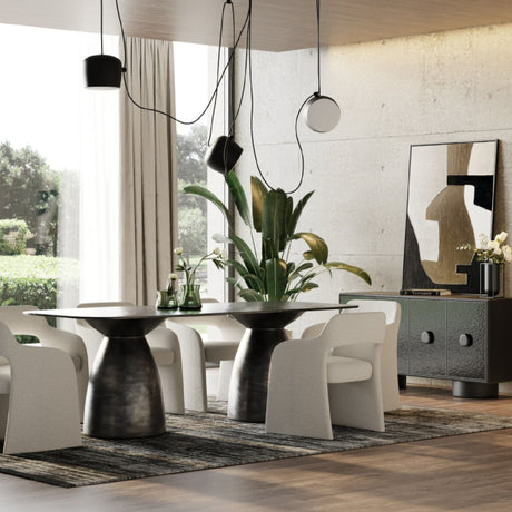 Black Wave Glass Dining Table | OROA Modern Calexico
