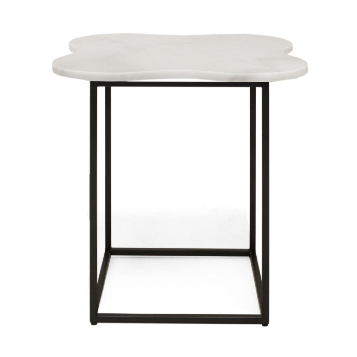 Organic-Shaped White Marble End Table | OROA Modern Aleidy