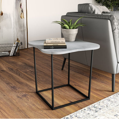 Organic-Shaped White Marble End Table | OROA Modern Aleidy