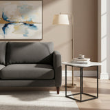 Organic-Shaped White Marble End Table | OROA Modern Aleidy