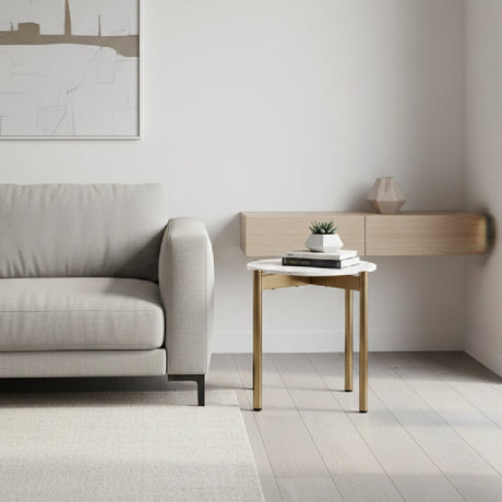 Square White Marble End Table | OROA Modern Baca