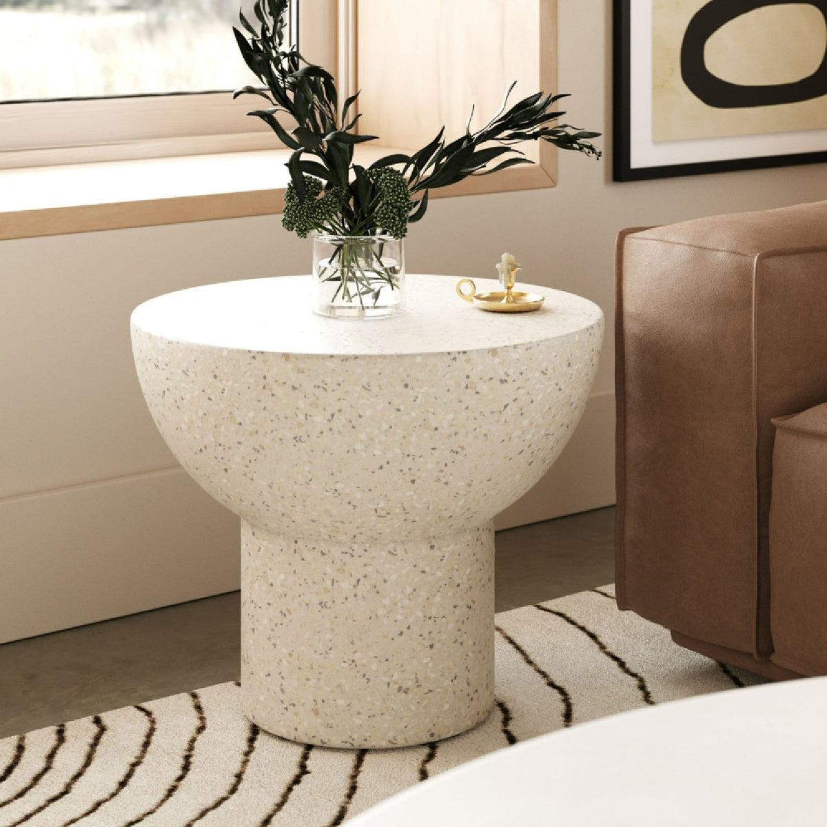 Round Terrazzo End Table | OROA Modern Fate