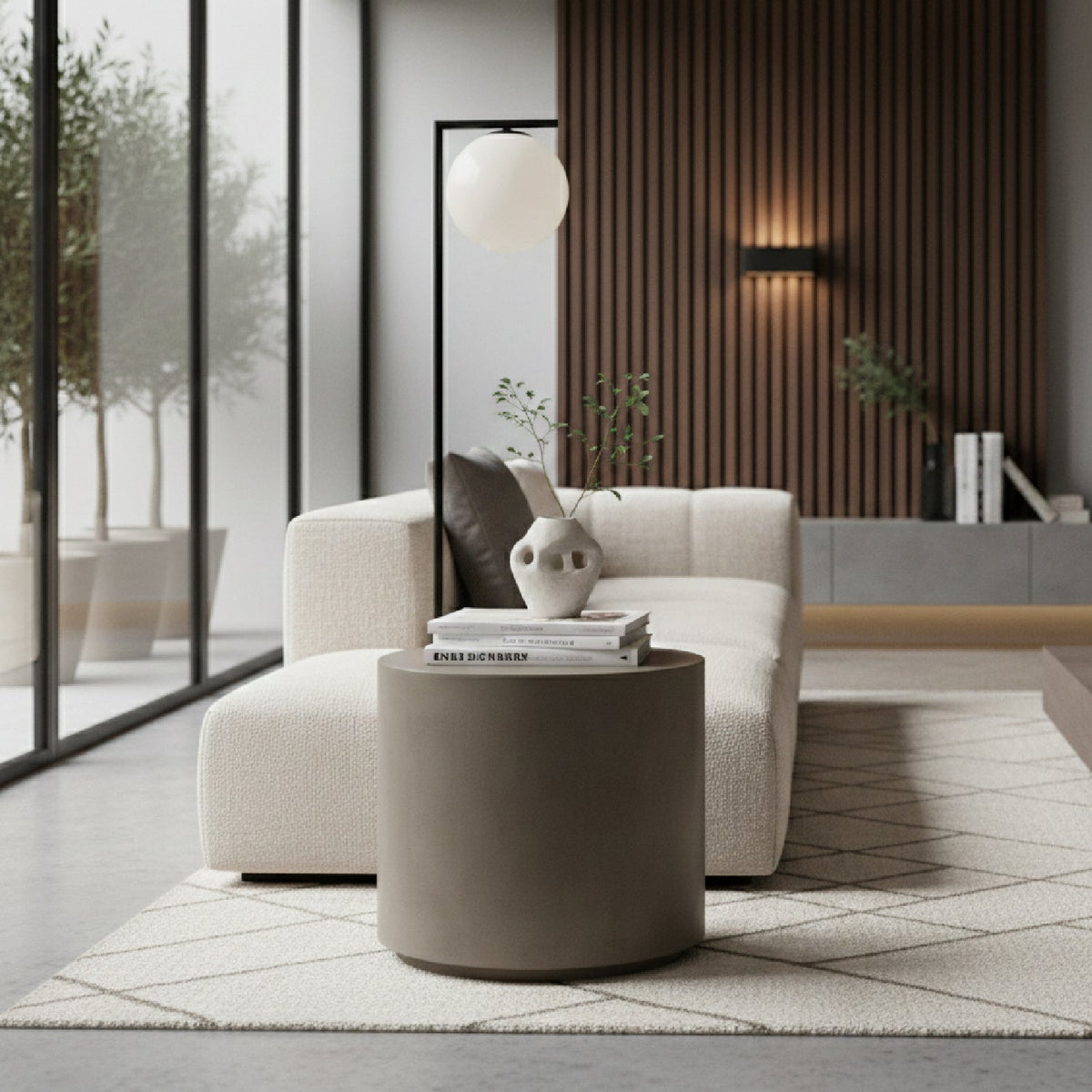 Gray Concrete Cylindrical End Table | OROA Modern Morley