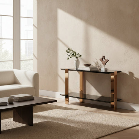 2-Layer Ebony Console Table | OROA Modern Leroy