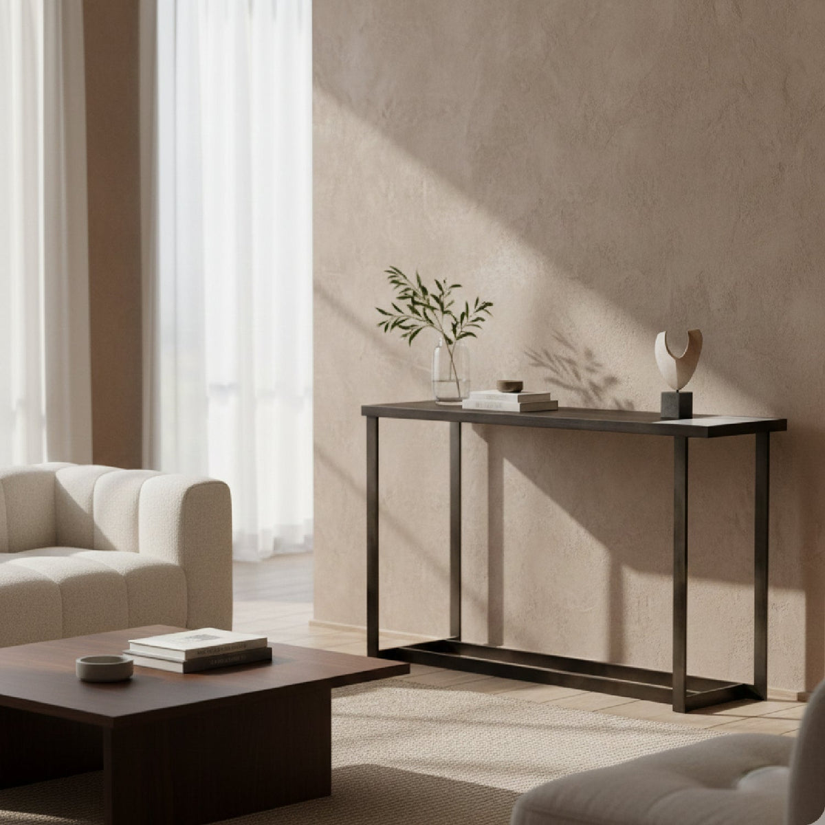 Gray Walnut Marble Console Table | OROA Modern Fargo