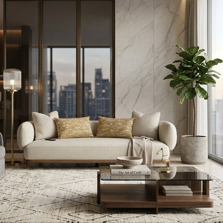 Beige Flared-Arm Sofa | OROA Modern Optima