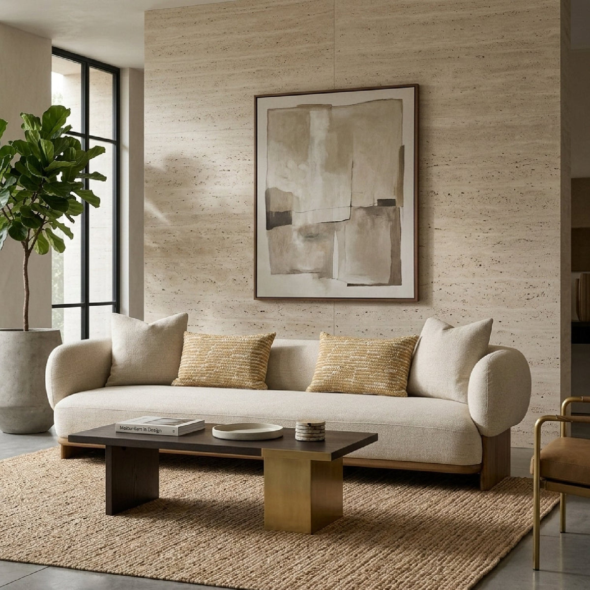 Beige Flared-Arm Sofa | OROA Modern Optima