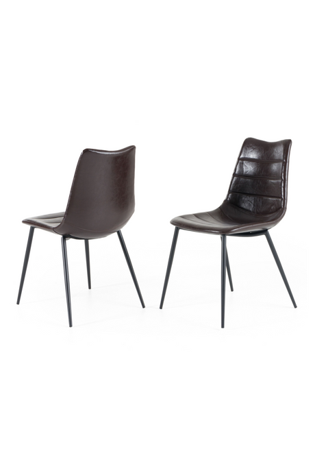 Brown Vegan Leather Dining Chairs (2) | OROA Modern Gilliam | Oroa.com