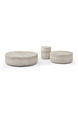 Round Travertine Finish Coffee Table | OROA Modern Benji | Oroa.com