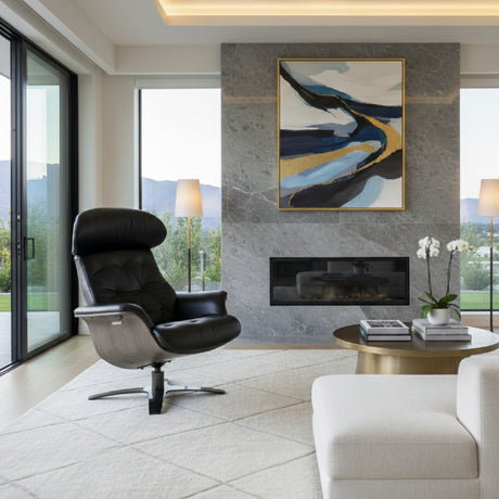 Black Leather Lounge Chair & Ottoman | OROA Modern Nowak
