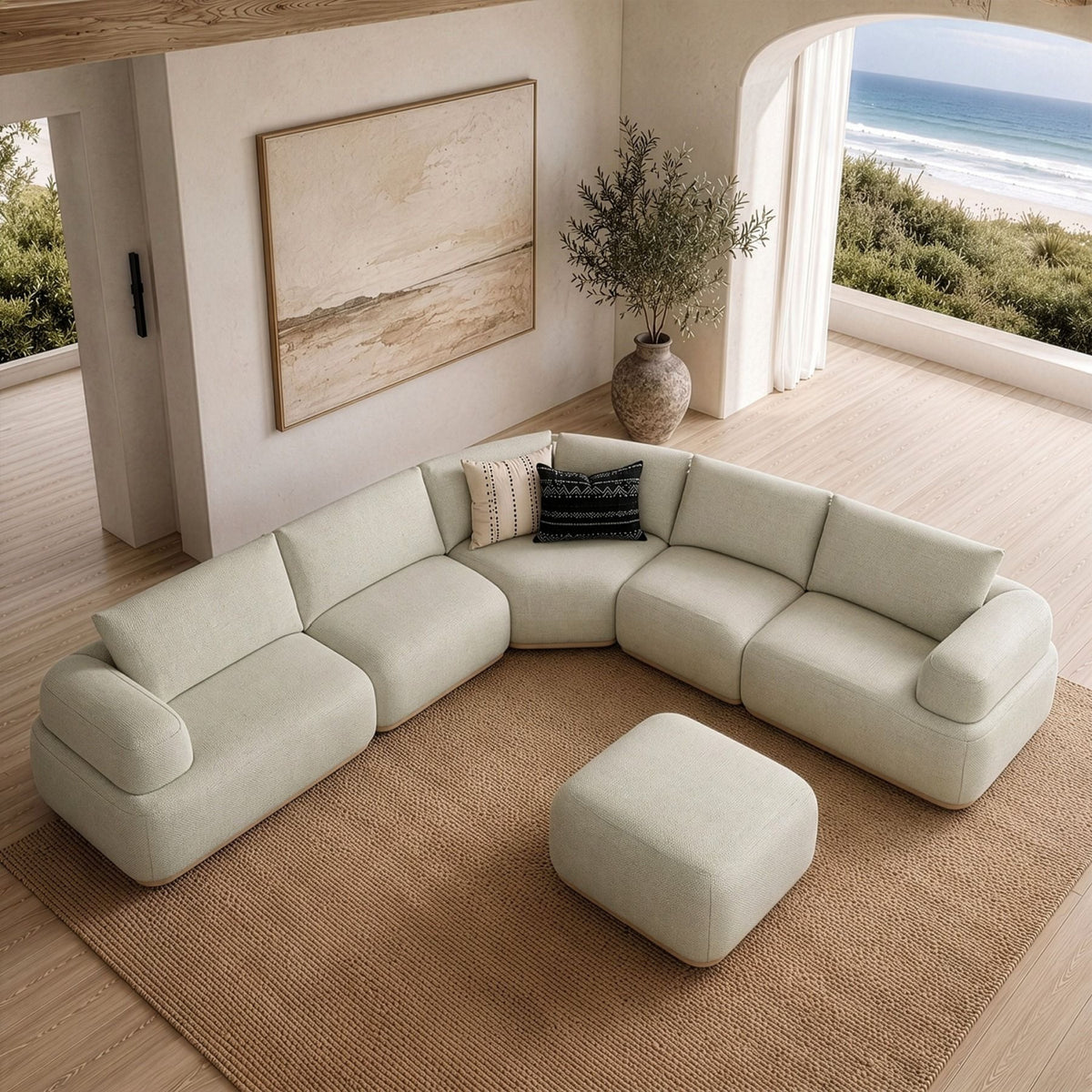 Off-White Contemporary Sectional Sofa | OROA Modern Evans