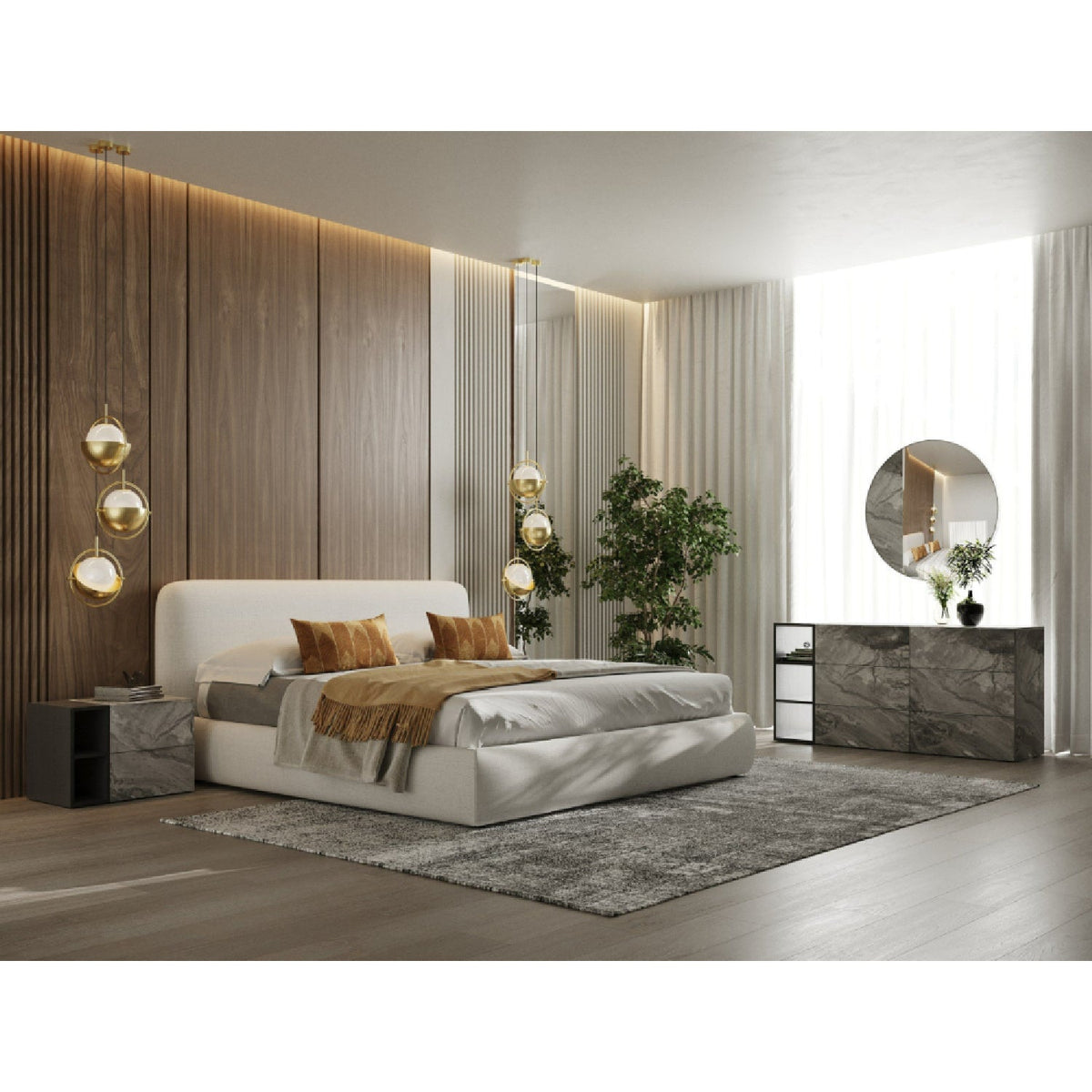 White Upholstered Bed | OROA Modern Liam
