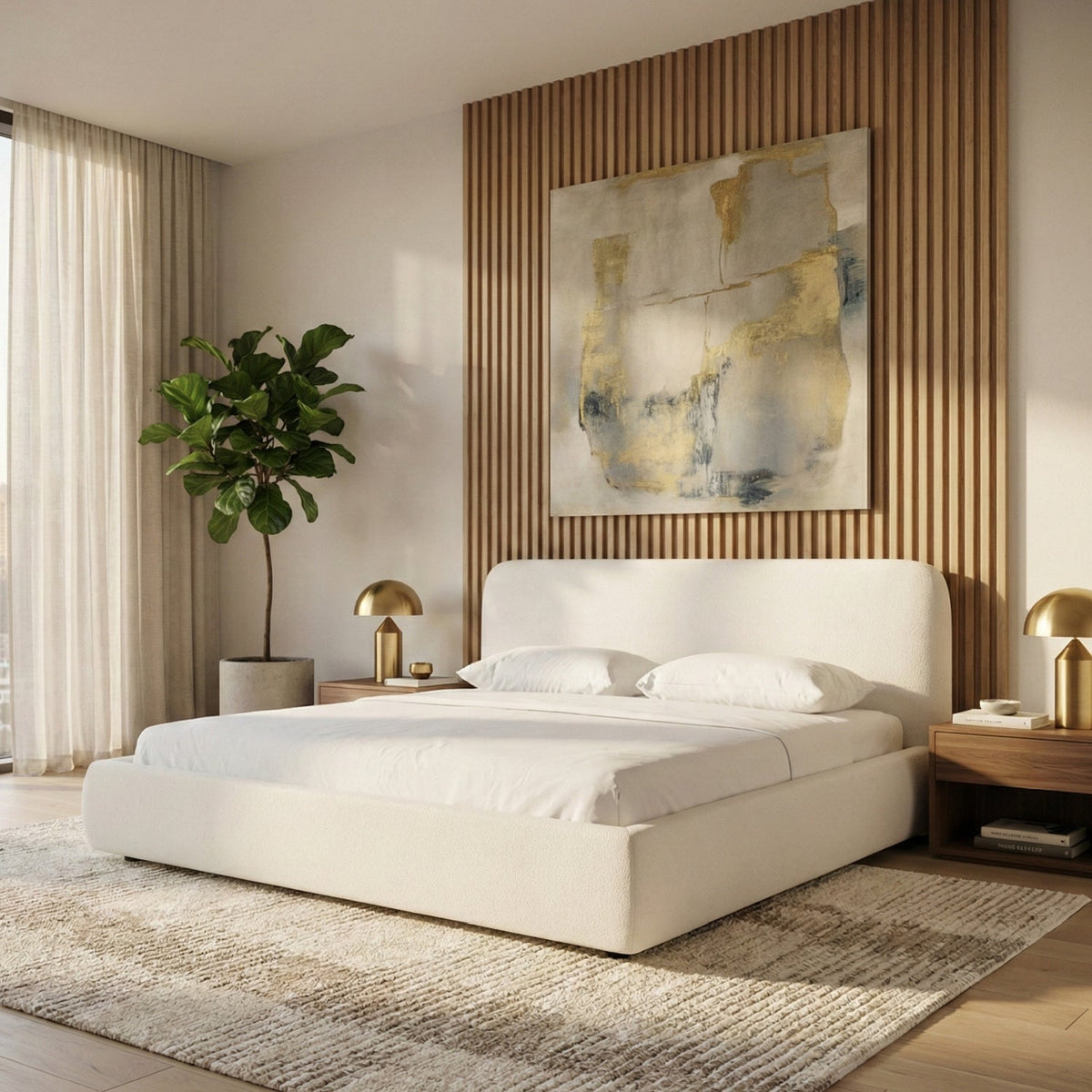 White Upholstered Bed | OROA Modern Liam
