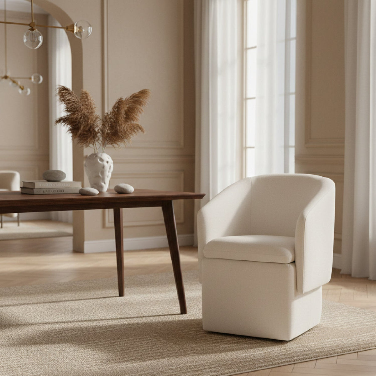 Curved Wheeled Dining Chair | OROA Modern Tassell
