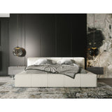 Channel-Tufted Cream Bed | OROA Modern Lamont