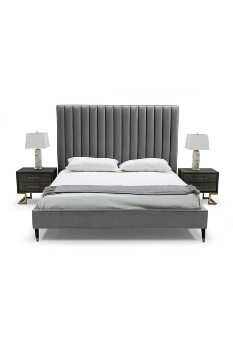 Gray Velvet Channel-Tufted Bed | OROA Modern Hemlock | Oroa.com