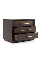 Brown Oak 3-Drawer Nightstand | OROA Modern Manhattan | Oroa.com