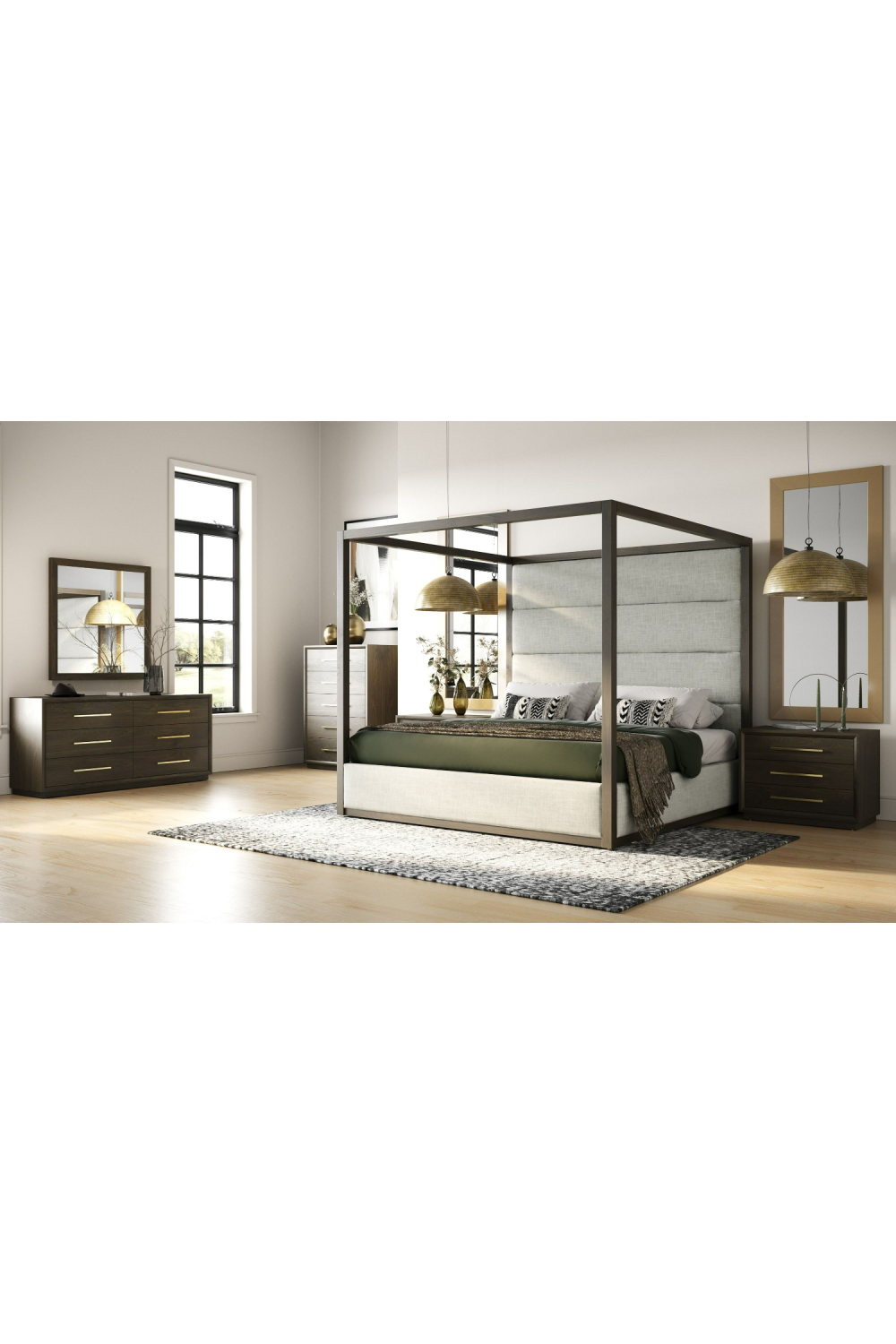 Brown Oak 3-Drawer Nightstand | OROA Modern Manhattan | Oroa.com