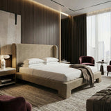 Beige Fabric Bed | OROA Modern Emilio | Oroa.com