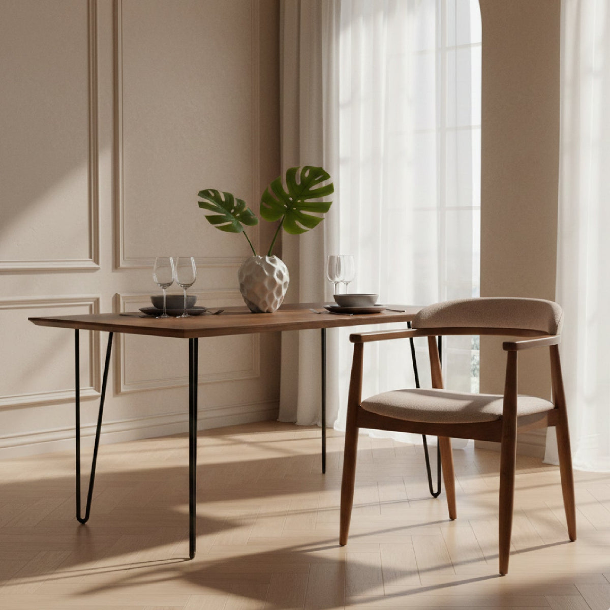 Tan Fabric Dining Chair | OROA Modern Cohen