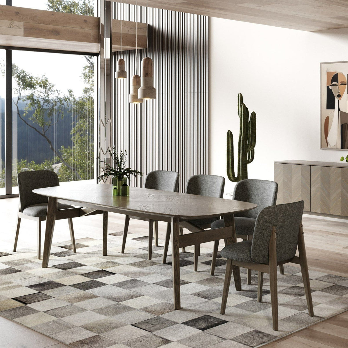 Solid Rubberwood Dining Table | OROA Modern Costello