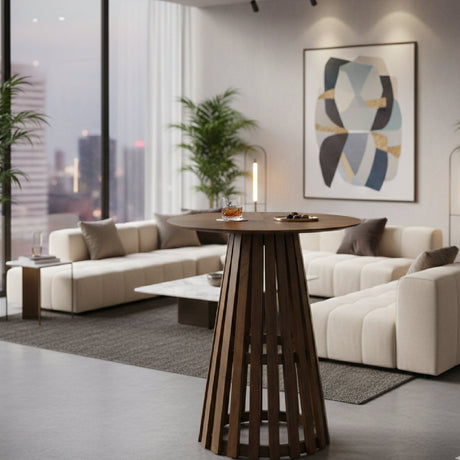 Round Walnut Bar Table | OROA Modern Weiss