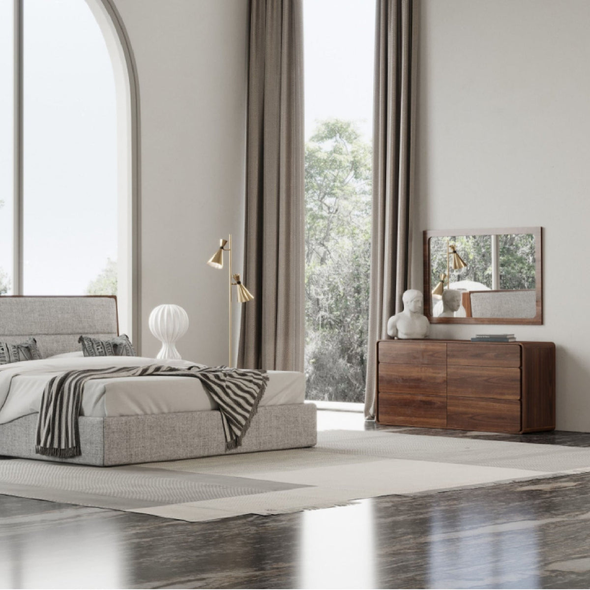 Solid Rubberwood 6-Drawer Dresser | OROA Modern Dustin