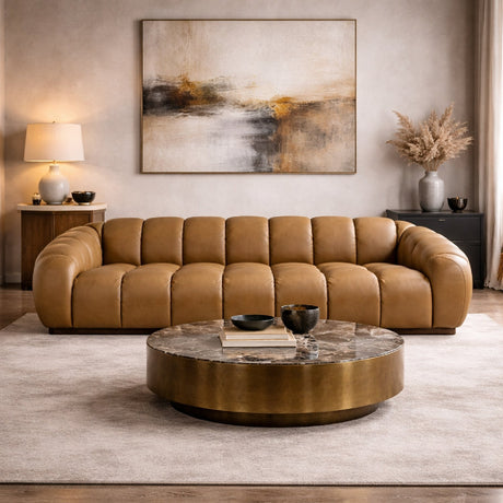 Tan Leather Sofa | OROA Modern Ekwok