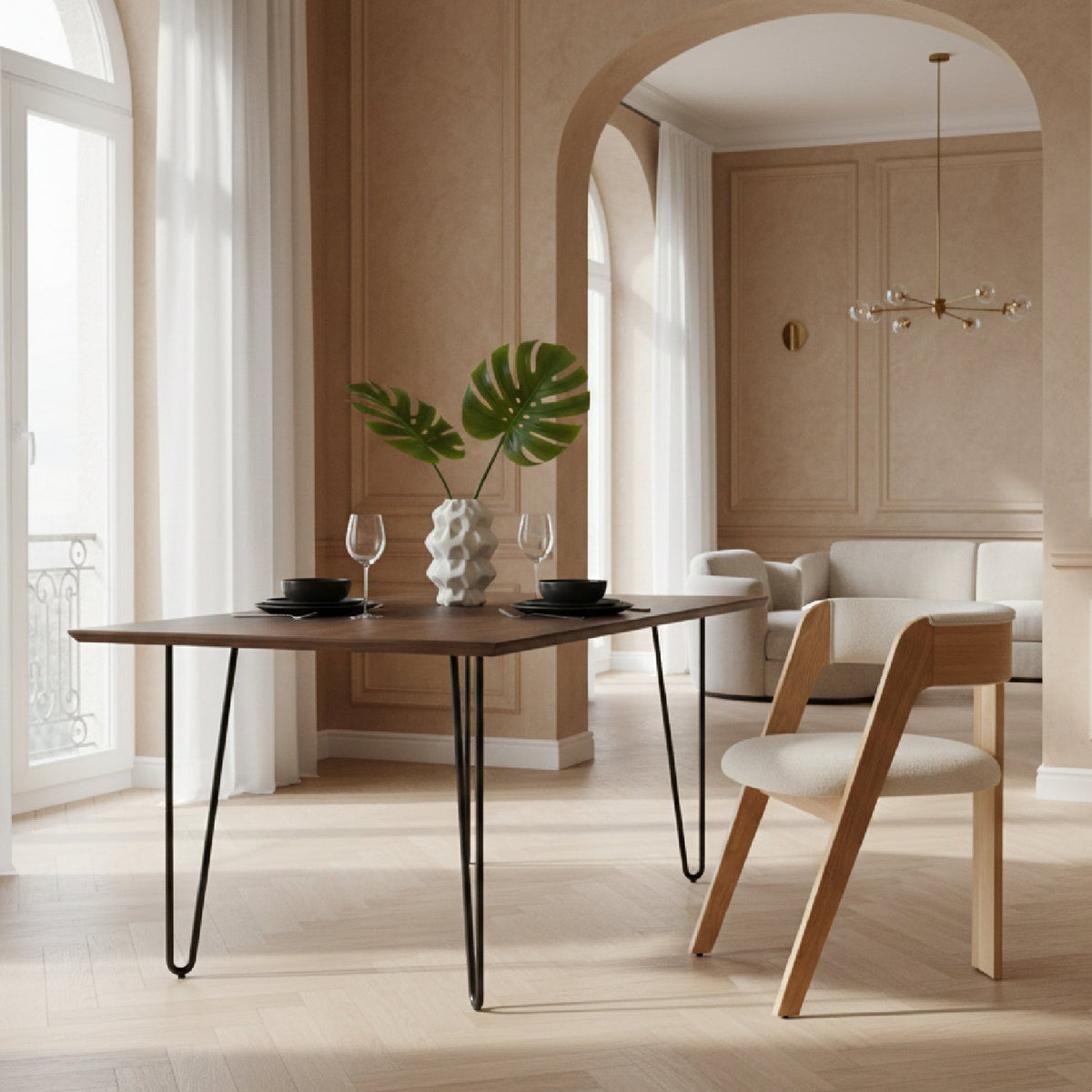 Wood Framed Curve Dining Chairs (2) | OROA Modern Washington
