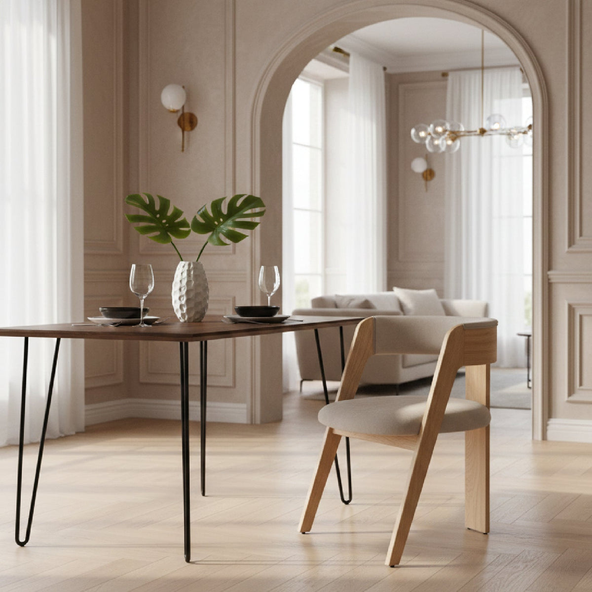 Wood Framed Curve Dining Chairs (2) | OROA Modern Washington