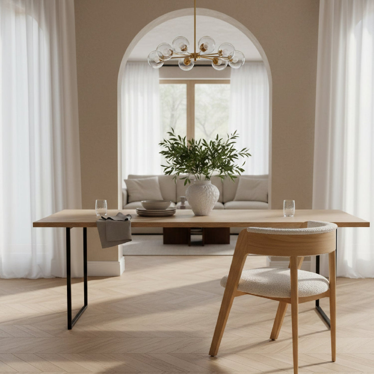 Rounded-Back Walnut Dining Chairs (2) | OROA Modern Vegas