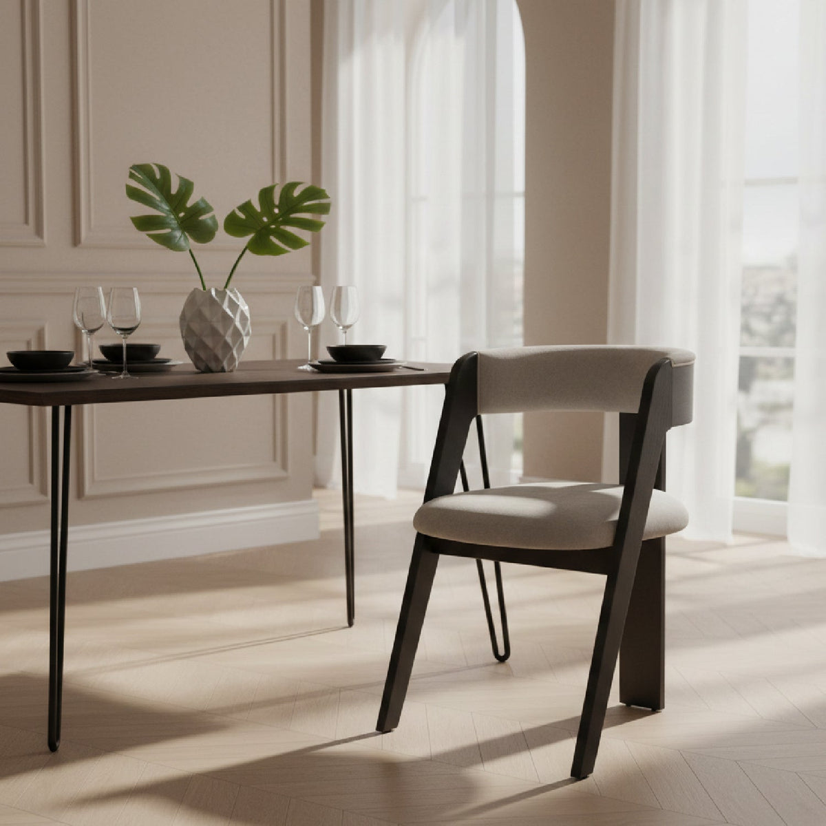 Wood Framed Curve Dining Chairs (2) | OROA Modern Washington