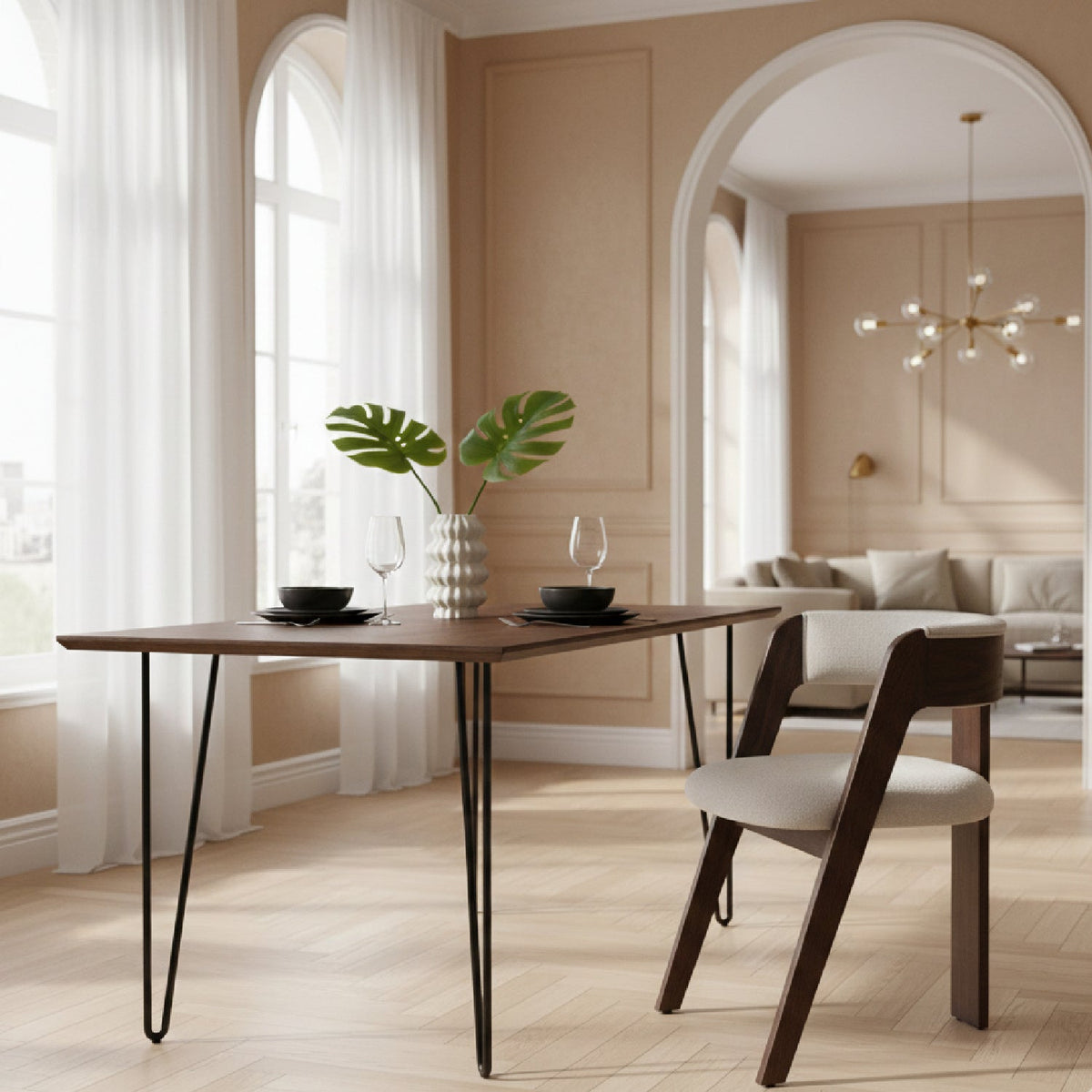 Wood Framed Curve Dining Chairs (2) | OROA Modern Washington