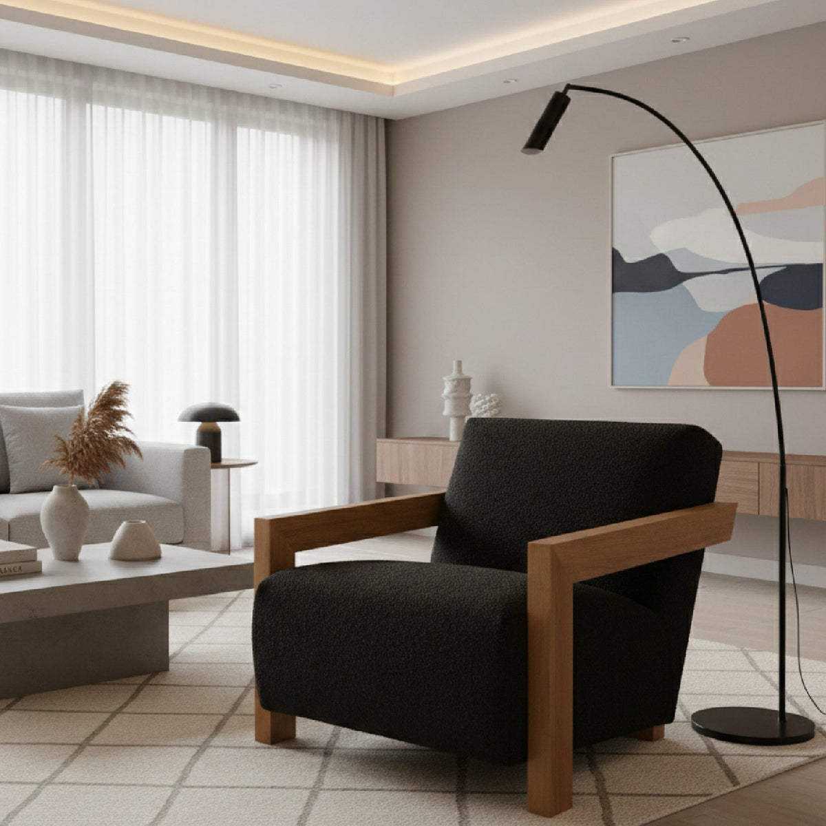 Oak-Framed Upholstered Lounge Chair | OROA Modern Rosen