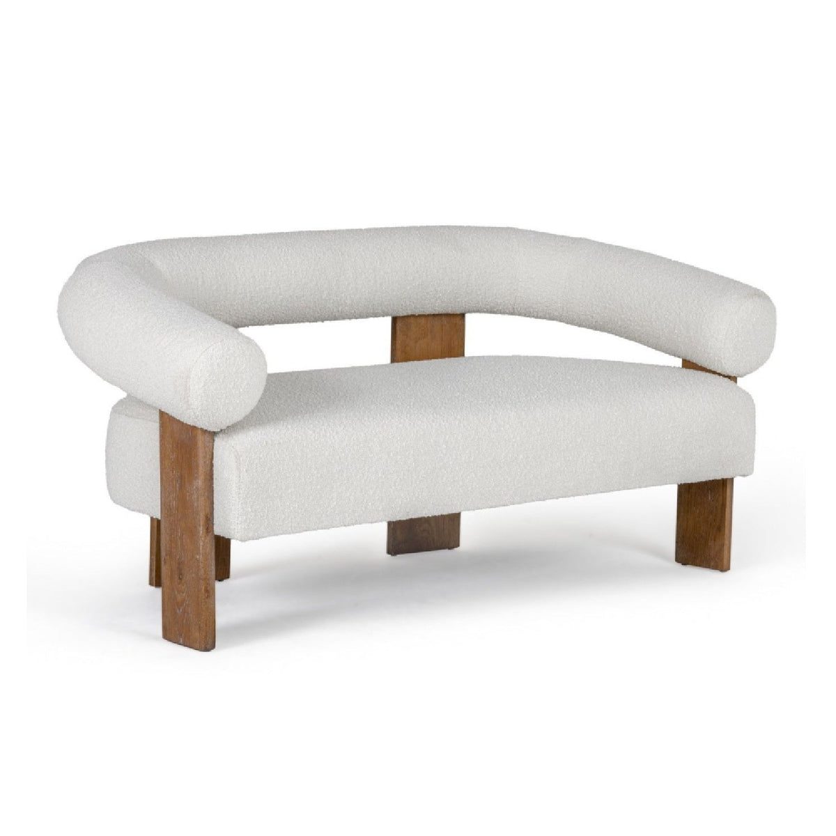 Oak-Framed White Loveseat | OROA Modern Aledo
