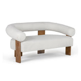 Oak-Framed White Loveseat | OROA Modern Aledo
