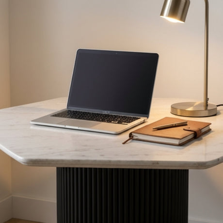 Hexagonal White Marble Dining Table | OROA Modern Rivas