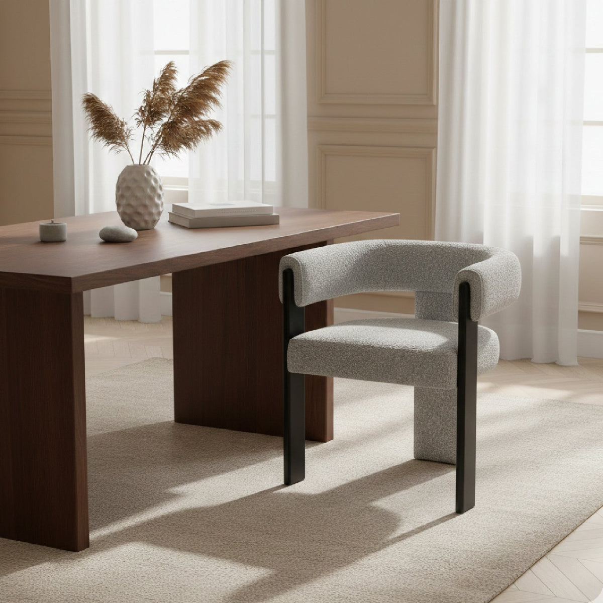 Gray Curved Dining Chair | OROA Modern Kenmare