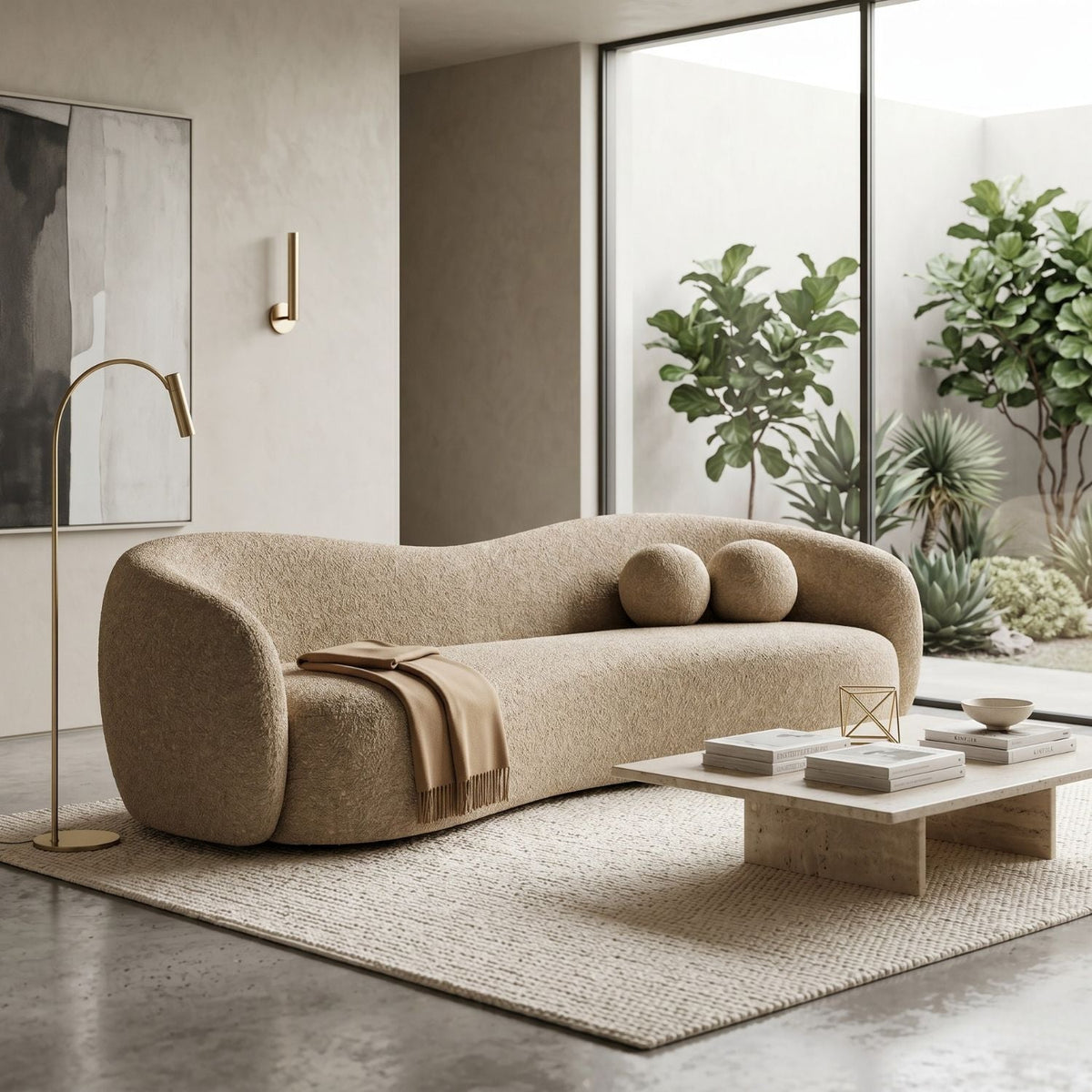 Calico - Contemporary Tan Fabric 3-Seat Sofa