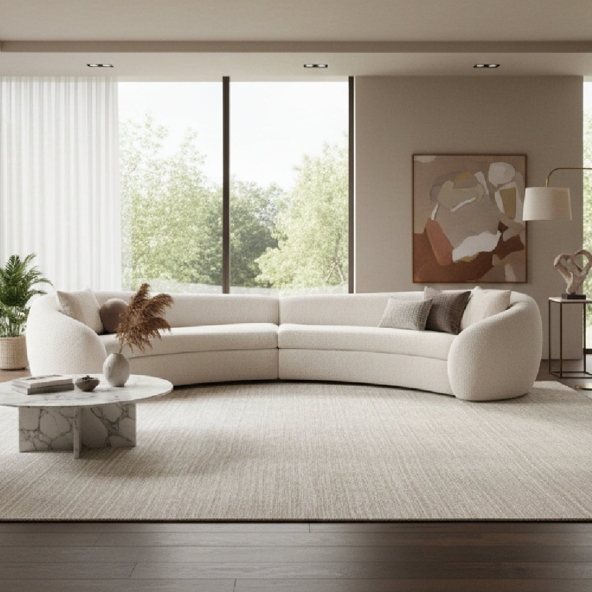 Curved White Sectional Sofa | OROA Modern Kilmer