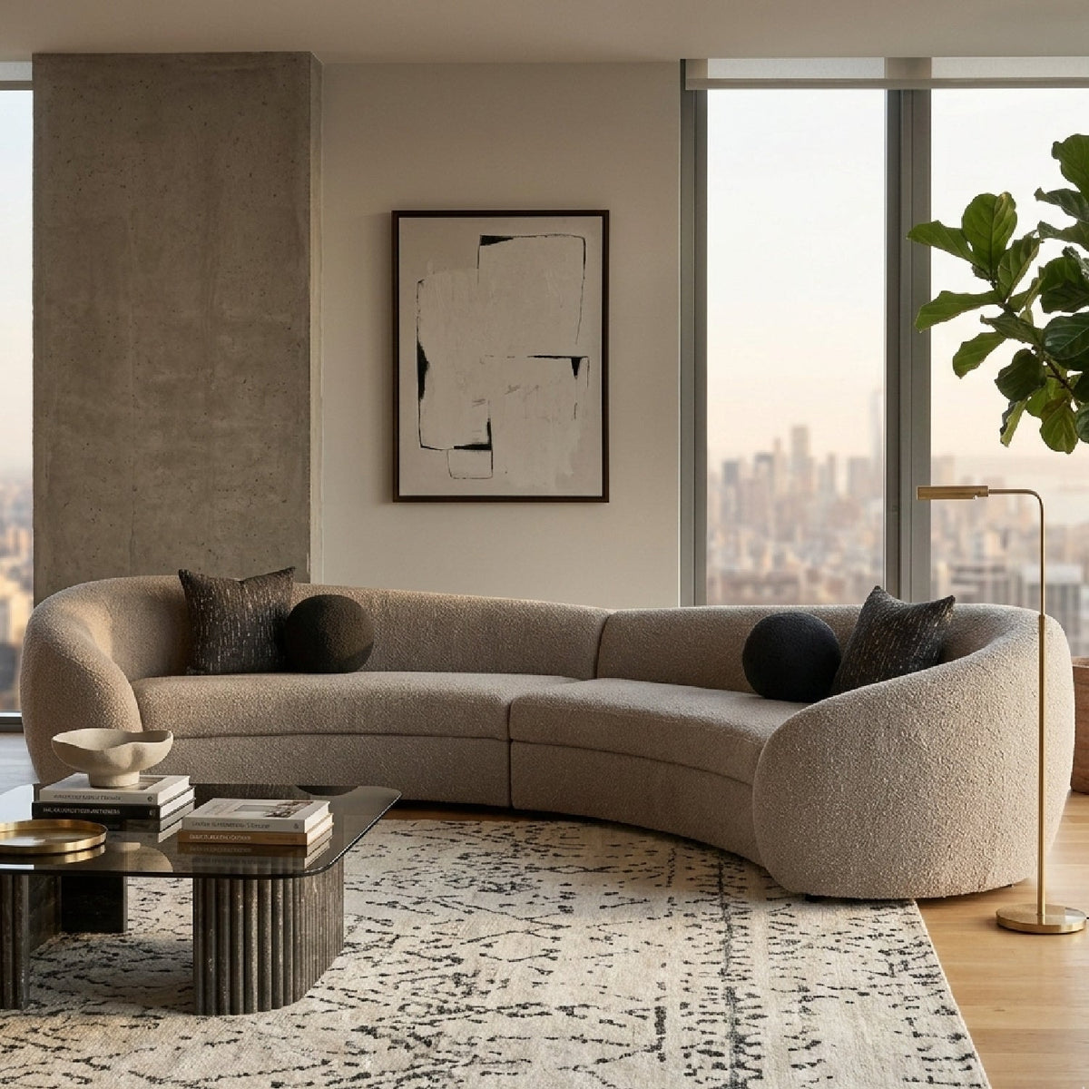 Gray Curved Sectional Sofa | OROA Modern Kilmer