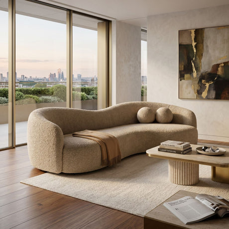 Calico - Contemporary Tan Fabric 3-Seat Sofa