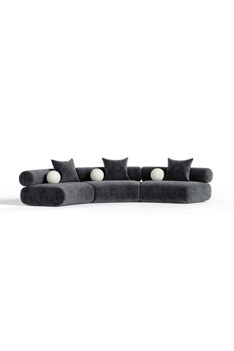 Gray Fabric Curved Sectional Sofa | OROA Modern Simpson | Oroa.com