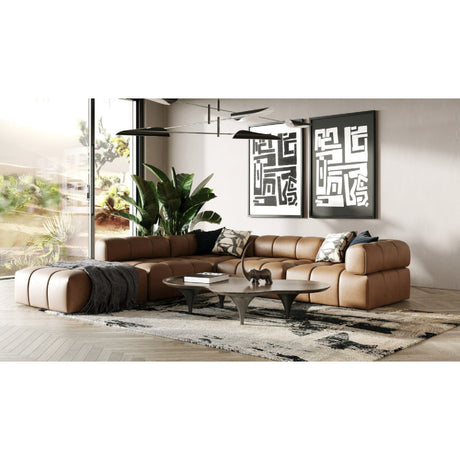 Brown Leather Armless Seat | OROA Modern Everest