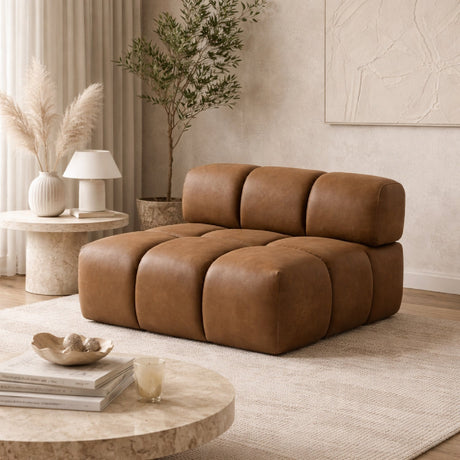 Brown Leather Armless Seat | OROA Modern Everest