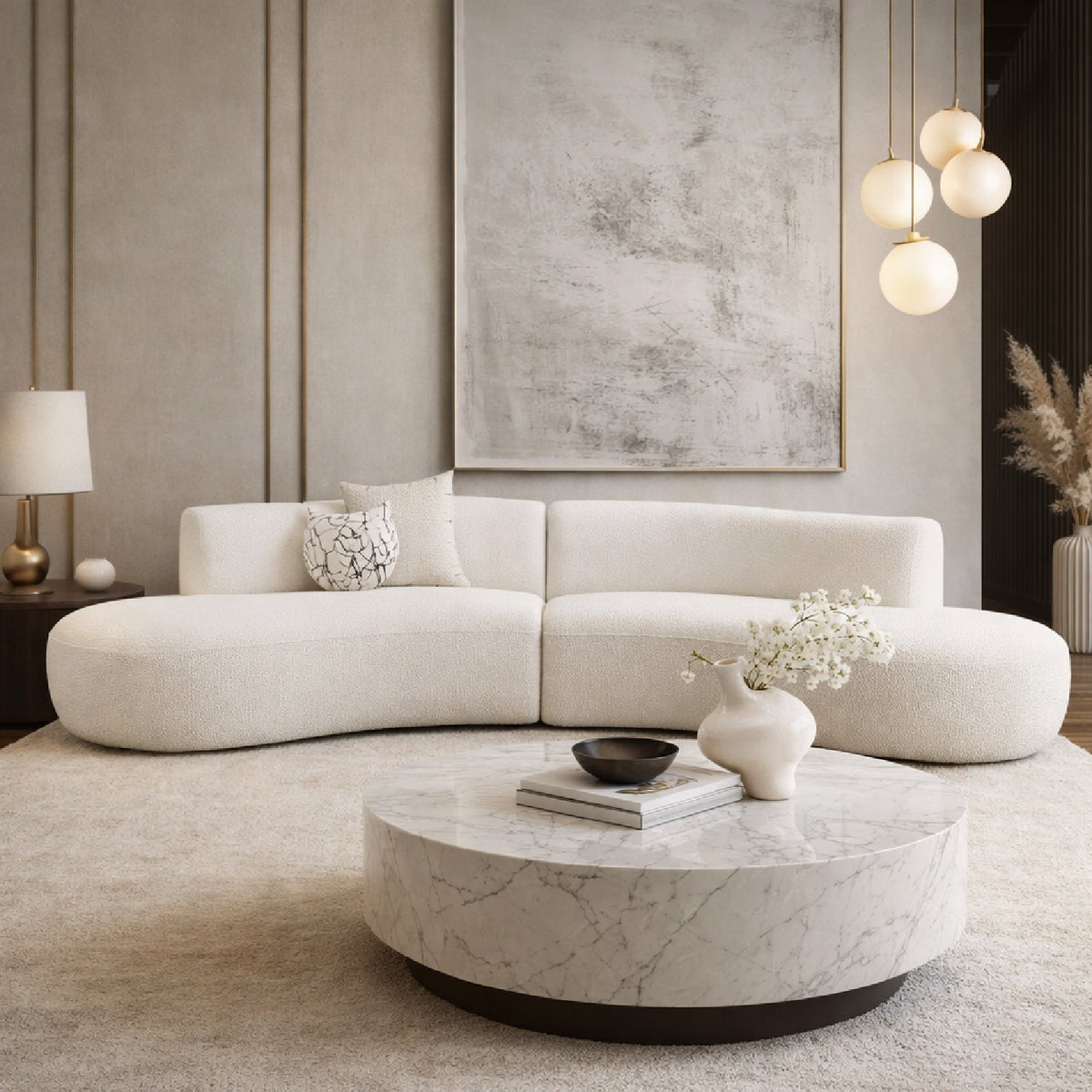 Curved Symmetrical Sectional Sofa | OROA Modern Weldon