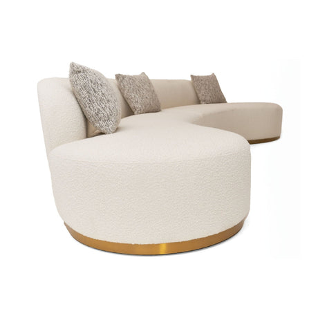 White Curved Sofa with Beige Pillows | OROA Modern Frontier