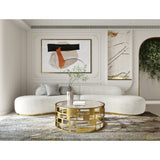 White Curved Sofa with Beige Pillows | OROA Modern Frontier